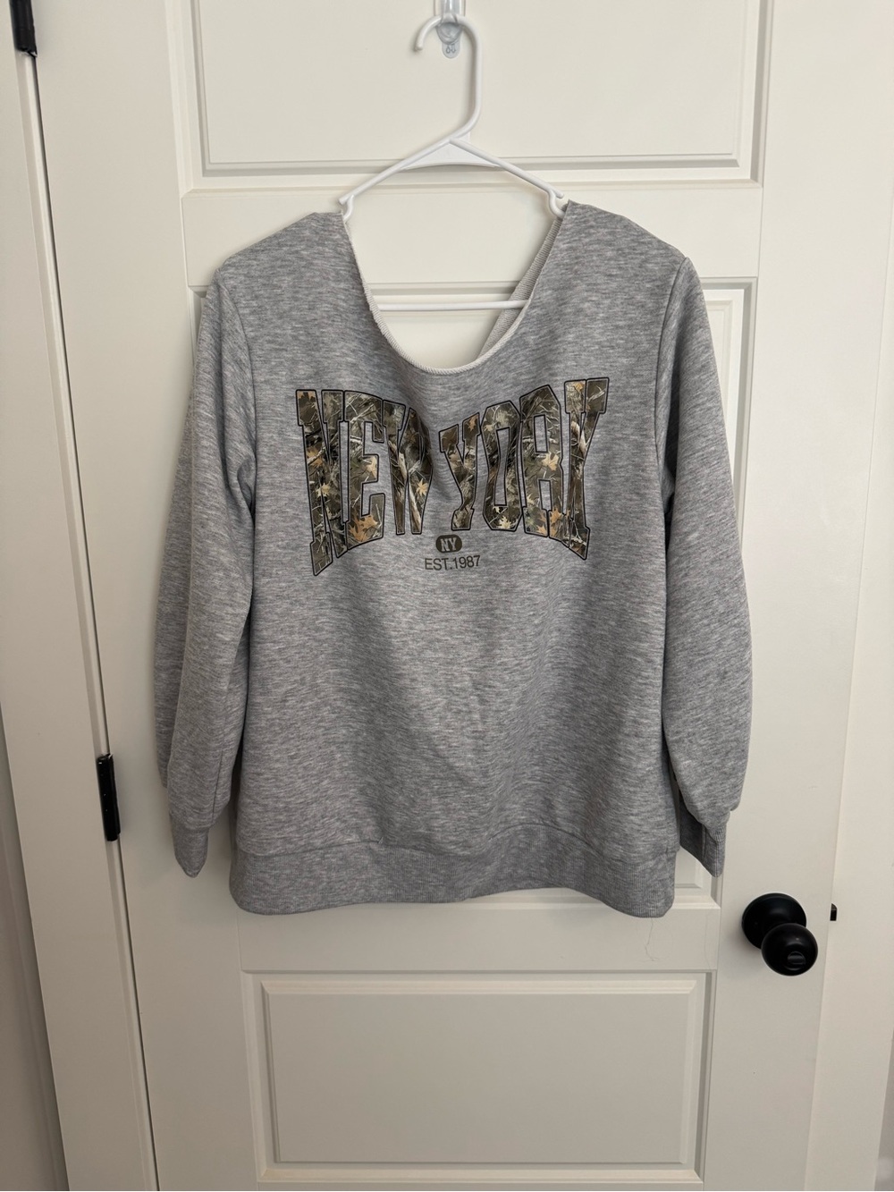 SHEIN Gray 'New York' Graphic Crewneck Sweatshirt